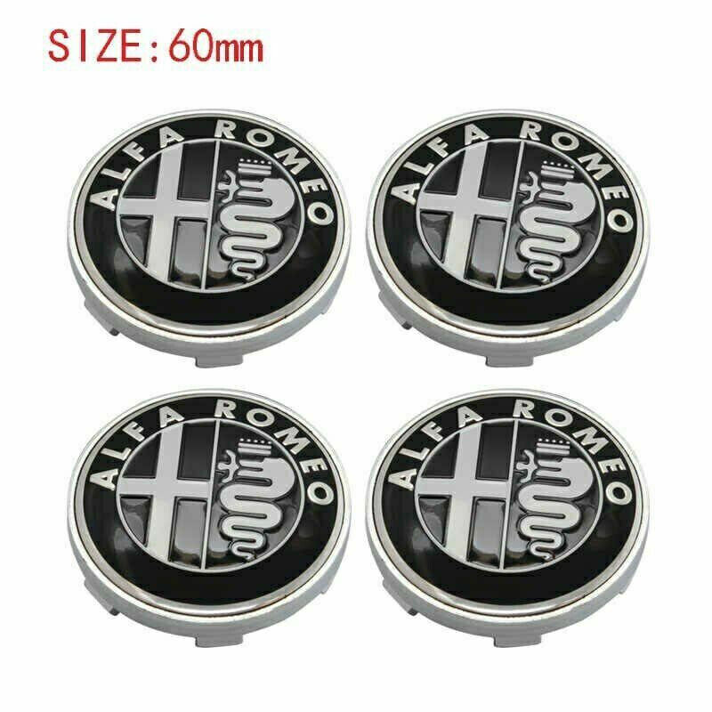 4pcs 60 mm Black Badge Alloy Wheel Center Caps Rim Caps Hub Caps fits Alfa