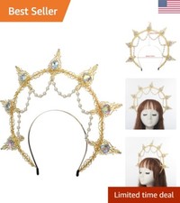 Halo Crown Mary Goddess Headband - Metal  Beads Chain - Boho Style - One Size