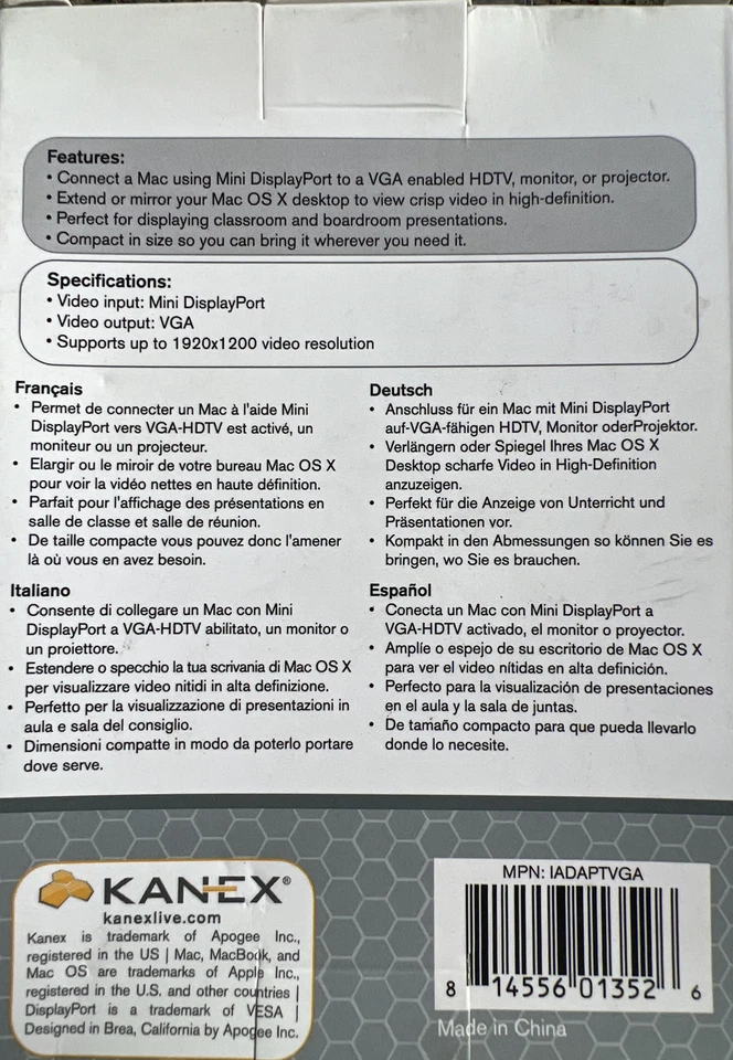 Kanex iAdapt VGA Mini DisplayPort to VGA Adapter New - Image 2 of 4