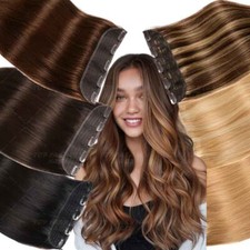 One Piece 100 Clip In Remy Human Hair Extensions 3/4 Half Full Thick Straight