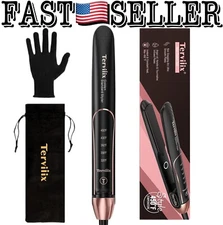 Terviiix 450°F Flat Iron Non-Snagging 15s Heat 5 Adjustable Temps 2-in-1 - New!