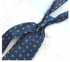 New Classic Polka Dot Blue Red JACQUARD WOVEN 100 Silk Men's Necktie Tie