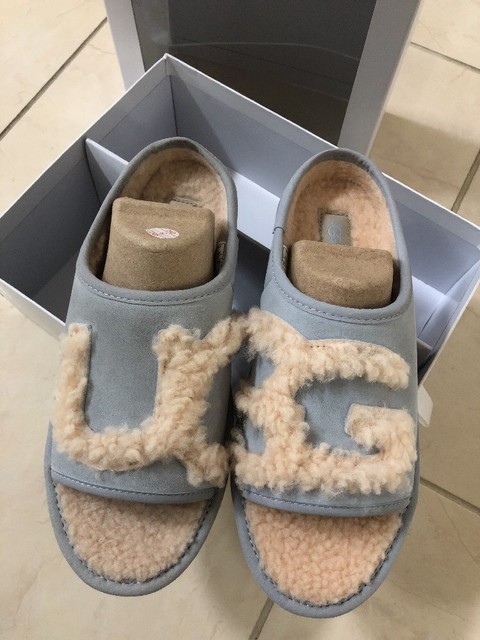 ugg slides blue and white