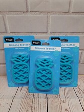  3 Pack B-Pure Food Grade Silcone Teether, Blue 3-24 months, BPA Free