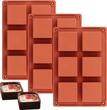 Silicone Brownie Pan 2" x 2" x 1" Square Baking Molds for S'more in Chocolate...