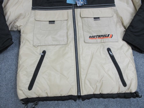 VINTAGE Southpole Jacket Mens Extra Large Beige Reversible Y2K Puffer Coat NEW - 第 2/20 張圖片
