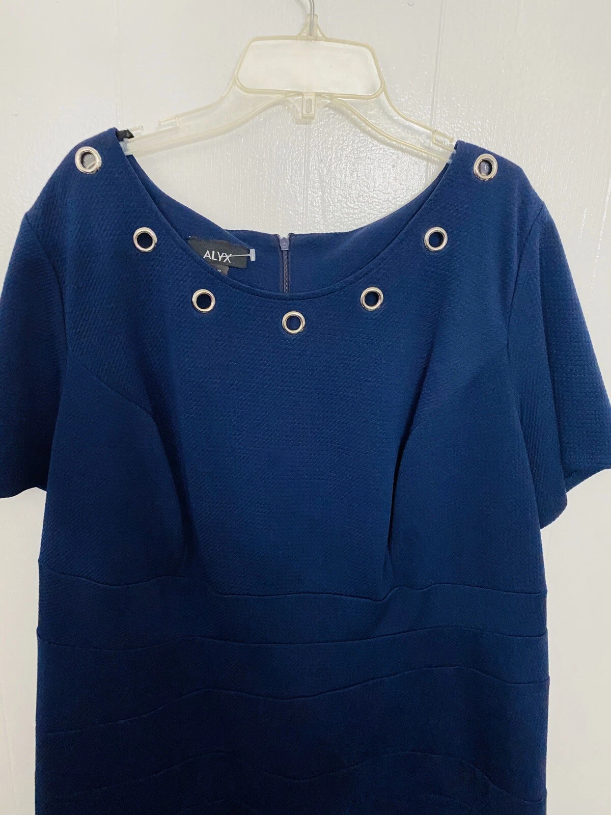 ALYX 18W 1X Blue Gromments Dress Short Sleeve Stretchy Euc