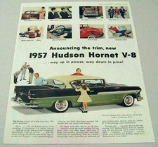 1957 Print Ad The '57 Hudson Hornet V-8 Hardtop 2-Door New Trim