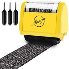 Wide Identity Theft Protection Roller Stamp Set - Yellow 3 Refill Ink Included