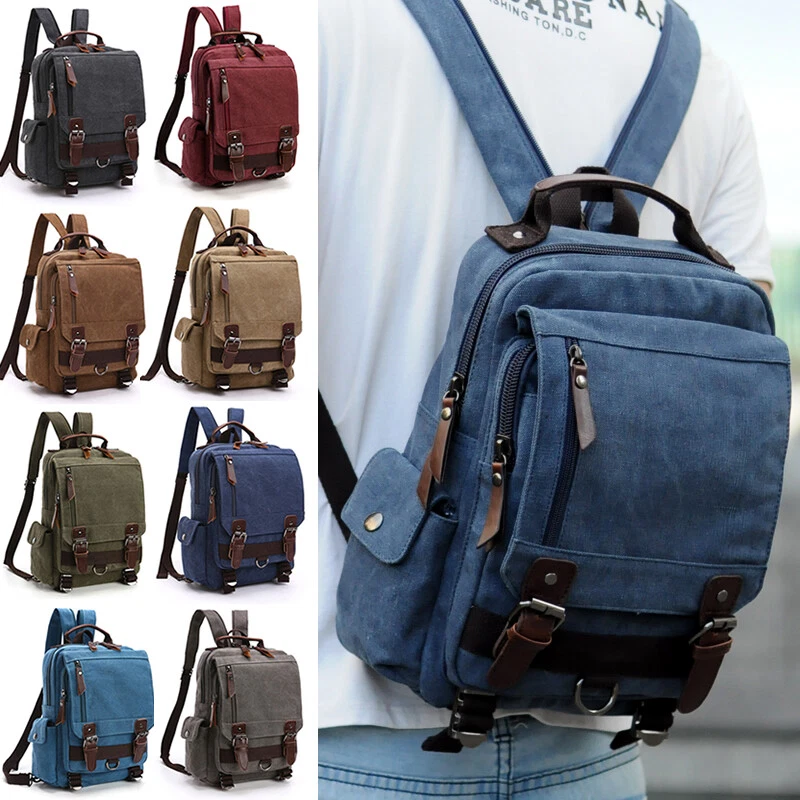 Unisex Canvas Convertible Small Backpack Rucksack Chest Pack Sling Bag  Traavel