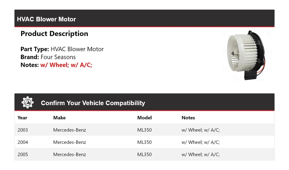 Motor soplador de climatización para Mercedes-Benz ML350 2003-2005 4 estaciones 2004 Foto 2 de 4