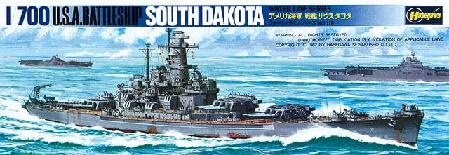 USS Battleship South Dakota Hasegawa WL607 49607 Plastic Model Kit Scale 1:700