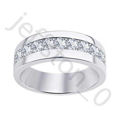 0.45 Ctw Lab Created Diamond 14K White Gold Over Wedding Band Men's Ring