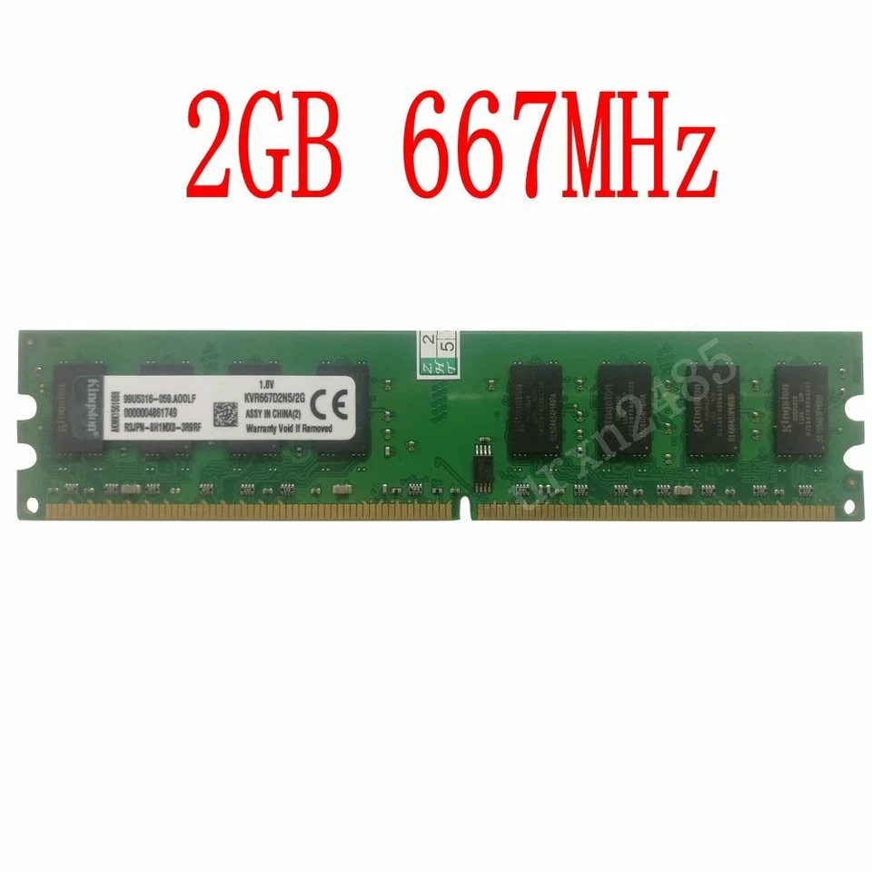 16GB 8GB 4GB 2GB DDR2 667MHz PC2-5300 KVR667D2N5/2G Memory SDRAM Kingston LOT BT - Image 4 of 4