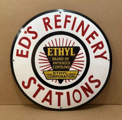 Ed s Refinery Station Porcelain Sign Gas Oil Garage Pump Can Parts Tools Ethyl