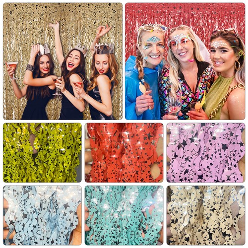 Reflective Foil Backdrop Shimmering Curtain Wedding Birthday Party Decoration