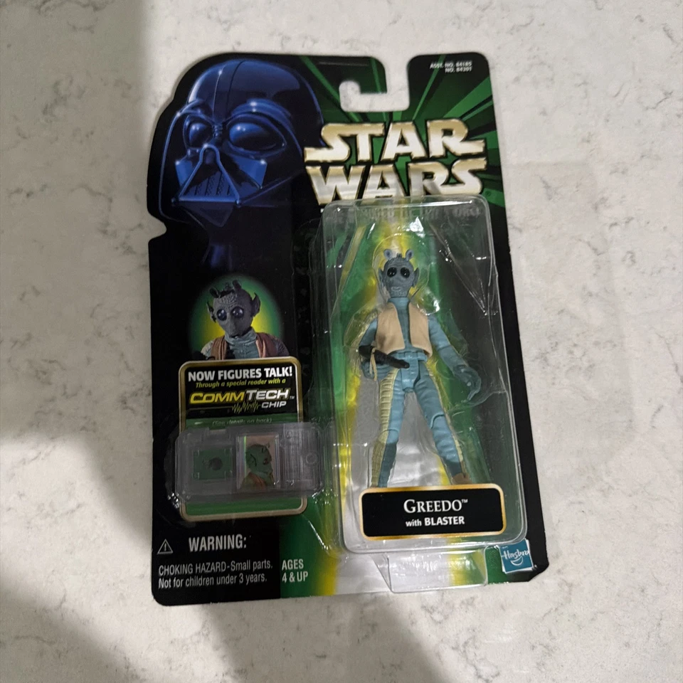 Sellado en paquete - Figura de acción Star Wars Power of the Force Commtech Greedo Foto 3 de 4