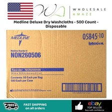 Medline Deluxe Dry Washcloths - 500 Count - Disposable