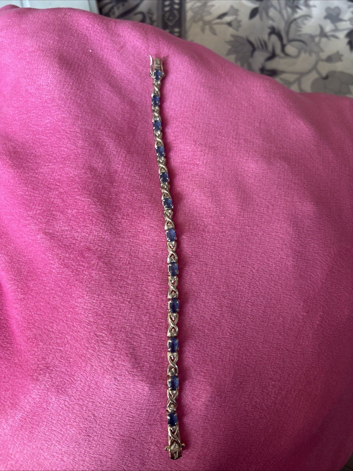 Sterling Silver 925 Tanzanite & Diamond Tennis Bracelet – Genuine Gemstones