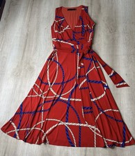 NWOT Lauren Ralph Lauren Womens Dress Red 0 Tie Waist Rope Print Sleeveless