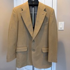100 Camel Hair Blazer Sport Coat Mens USA Made 2 Button Tan Ivy Vintage Prep