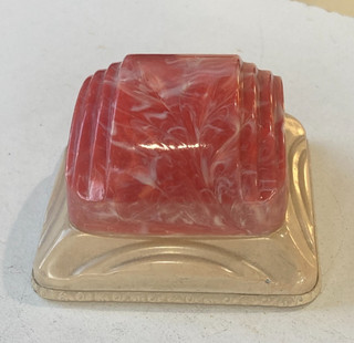 Vintage Ring Case Box Marbled Plastic Excellent Condition Circa 1940s 1950s