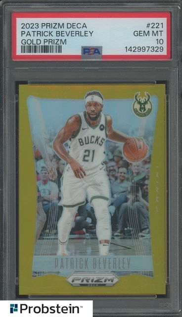 2023-24 Panini Gold Prizm Deca #221 Patrick Beverley Bucks 8/10 PSA 10 GEM MINT