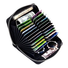 RFID Blocking 24 Slot Credit Card Holder Wallet Real Leather Multi Card Organ...