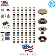 200Pc 15Mm Heavy Duty Snap Fasteners Kit, Metal Leather Snap Button Press Stud C