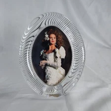 Vintage 80s Mikasa Crystal Picture Frame 6in Clear Wavy Oval