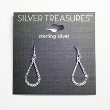 Silver Treasures Sterling Silver Textured Open Teardrop Earrings NWT