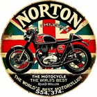 2D Flat, Tin Metal Signs Home Décor 8x8 Inch printing Vintage Norton Motorcycle