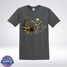 Funny Dog Skeleton Halloween Spooky Graveyard Cute Pet Lover T-Shirt