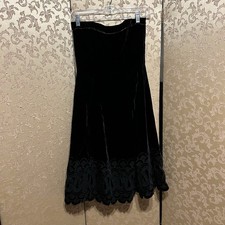 Anthropologie Maple Black Velvet Embroidered Strapless Dress Size 6 RUNS SMALL