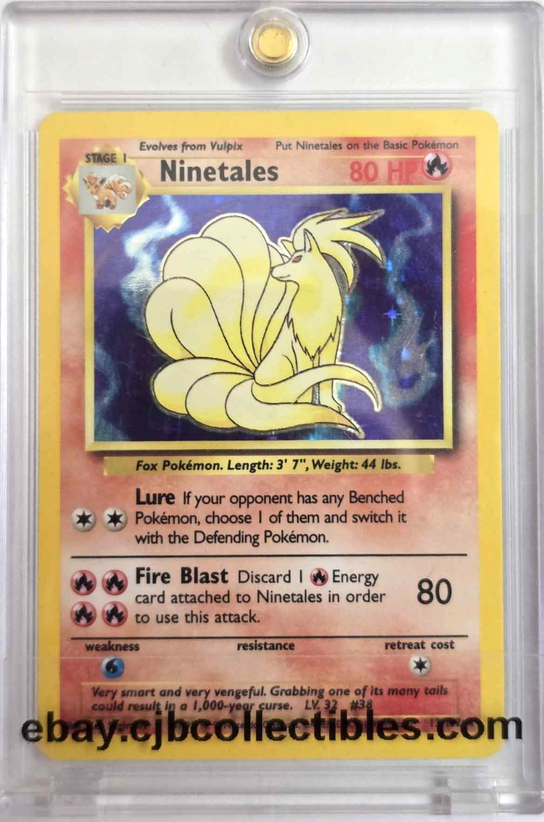 Pokémon NINETALES 12/102 Holo Rare Base Set - Light Play 🍒