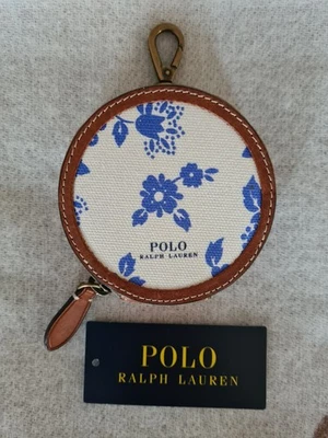 Polo Ralph Lauren Geldbörse Portemonnaie Leder Floral Weiß Blau NP: 199€ Tasche - Bild 1 von 4