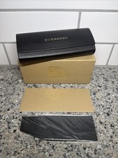 Burberry Black Leather Eyeglass Case Embossed Logo Box Cleaning Cloth ONLY