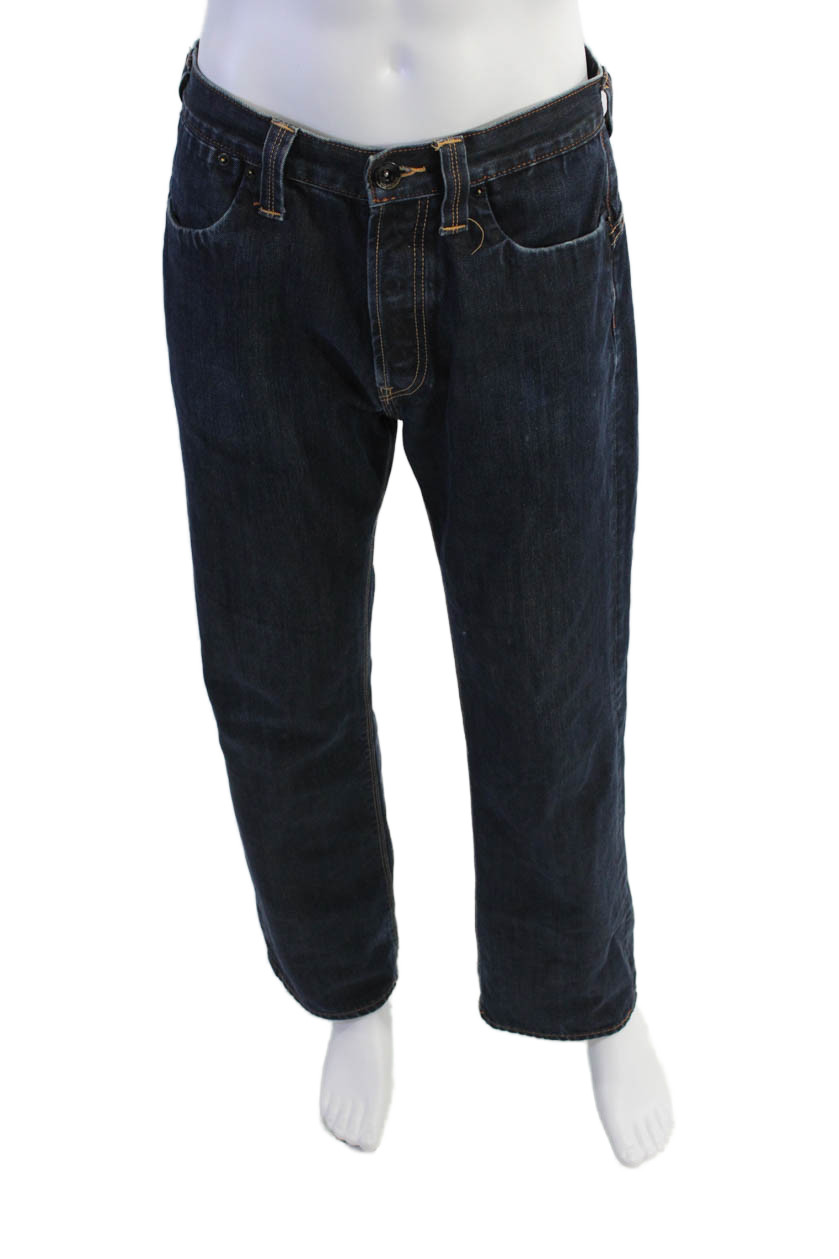 Pantalones de mezclilla Ed Hardy para hombre cierre Burtton lavado oscuro pierna recta talla 32