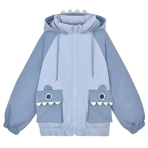 Adorable Kawaii SpreePicky Shark Puffer Coat Jacket 2017 (Size Large)
