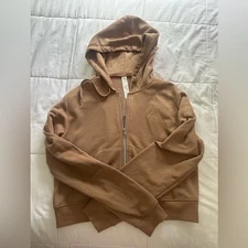 Alo Women’s Full Zip Hoodie S toasted almond Brown