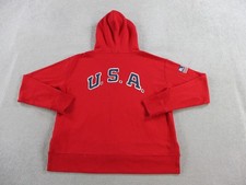 Polo Ralph Lauren Hoodie Mens Medium Red Full Zip USA Big Pony Sweatshirt Flag