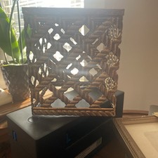 Vintage Hollywood Regency Tissue Box Holder Brass Square MCM Gold Tone ESTATE