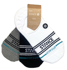 3-pack Stance Casual Basic No Show Cotton Blend Socks BLACK GRAY WHITE L 9-12