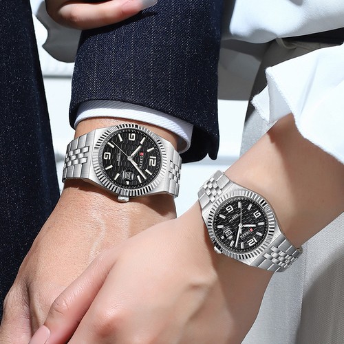 CURREN Women Quartz Watch Steel Luminous Weekdate Wristwatch for Lovers Watches - Picture 4 of 31
