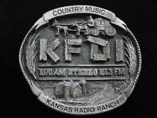 RE09153 VINTAGE 1970s  KFDI COUNTRY MUSIC RADIO STATION KANSAS  BELT BUCKLE