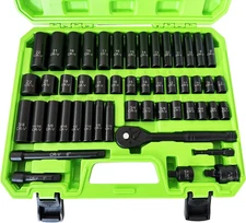 3/8" Drive Socket Set 50-Piece, SAE (5/16" - 3/4") & Metric (8Mm - 22Mm), Deep &