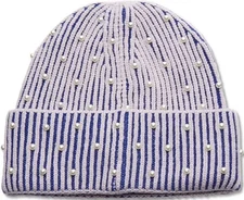 Lele Sadoughi Embellished Stripe Ribbed Beanie