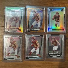 2024 Luke McCaffrey Rookie Card Lot (6 cards) - 2 Silver, 1 Laser, 3 Base.
