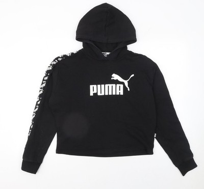 Puma kleiner Pullover Hoodie Damen schwarz mit Logodetail