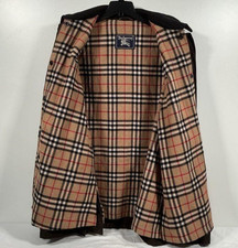 Vintage Burberry Coat Size Large Lined Button Front Nova Check Classic READ